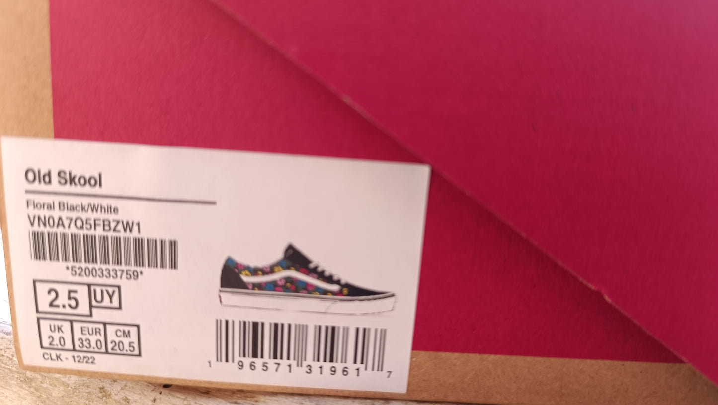 Destockage -50% baskets vans old skool floral durabilité très forte enfants filles 27 33