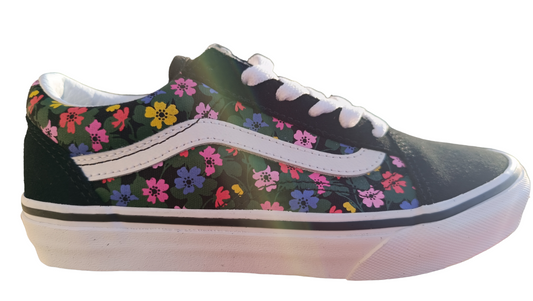 Destockage -50% baskets vans old skool floral durabilité très forte enfants filles 27 33